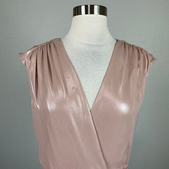 Metallic Satin High Low Wrap Evening Gown Pink Size 6 by AQUA Sleeveless Formal - Picture 7 of 14